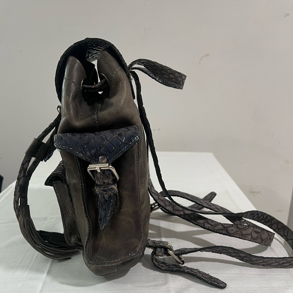 Freebird By Steven Brett Stone Snake Leather Backpack - Picture 3 of 11